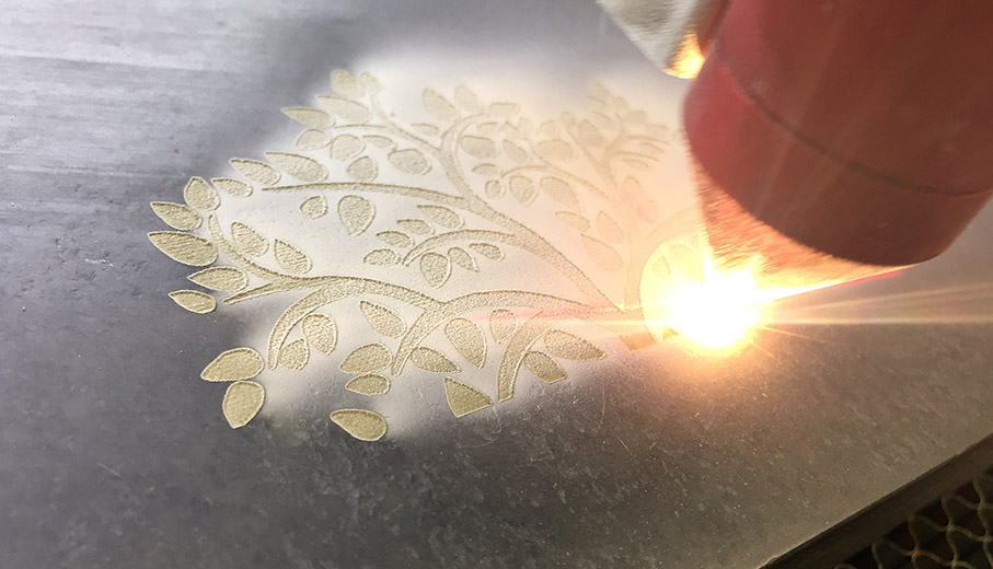 laser engraving into slate at Launceston Cornwall